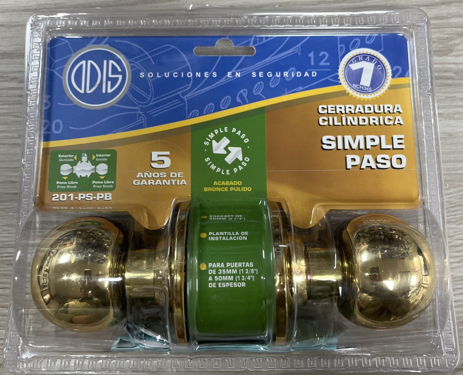 Cerradura Simple Paso Inoxidable Bronceada
